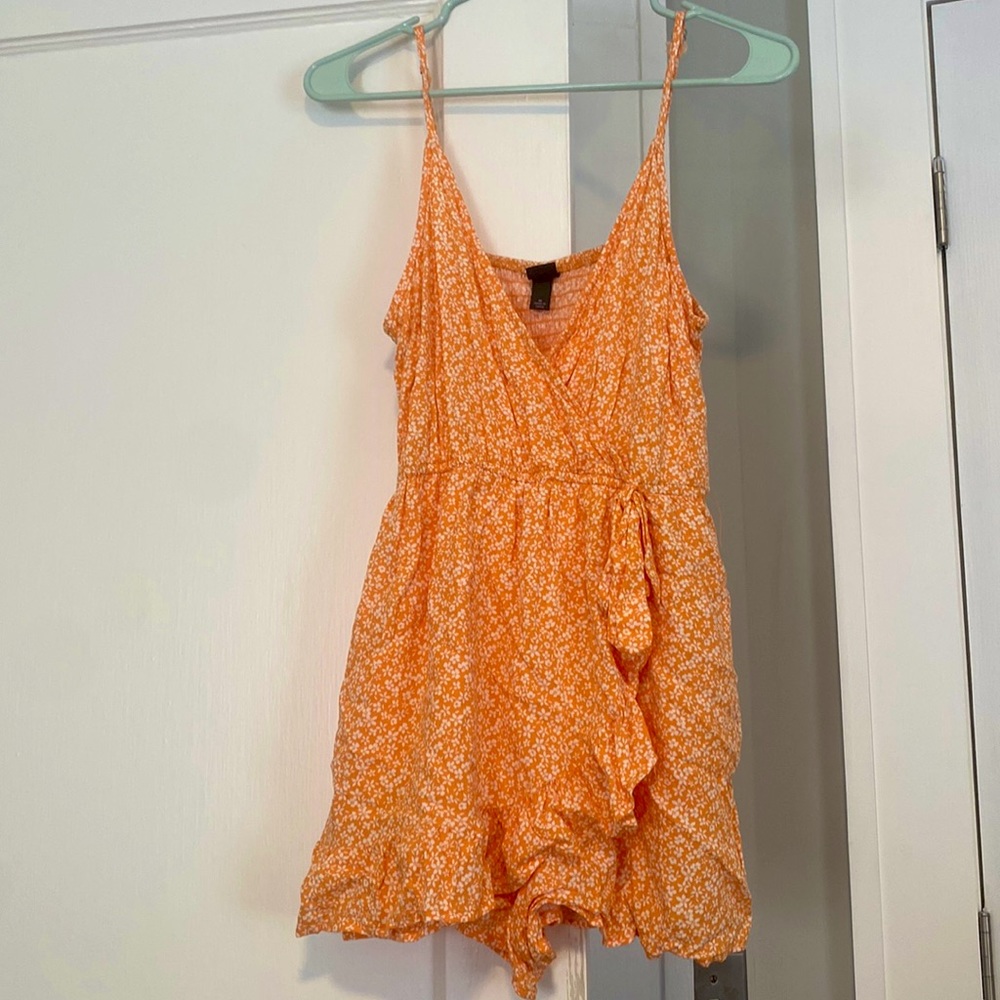 Wild fable orange and white dress romper- size m